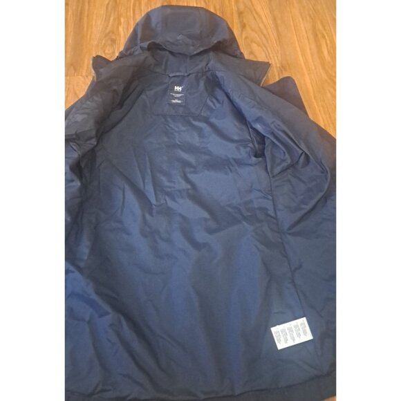 Womens Helly Hansen Welsey Trench Raincoat Hooded Pockets Navy Blue Size S - Picture 6 of 8